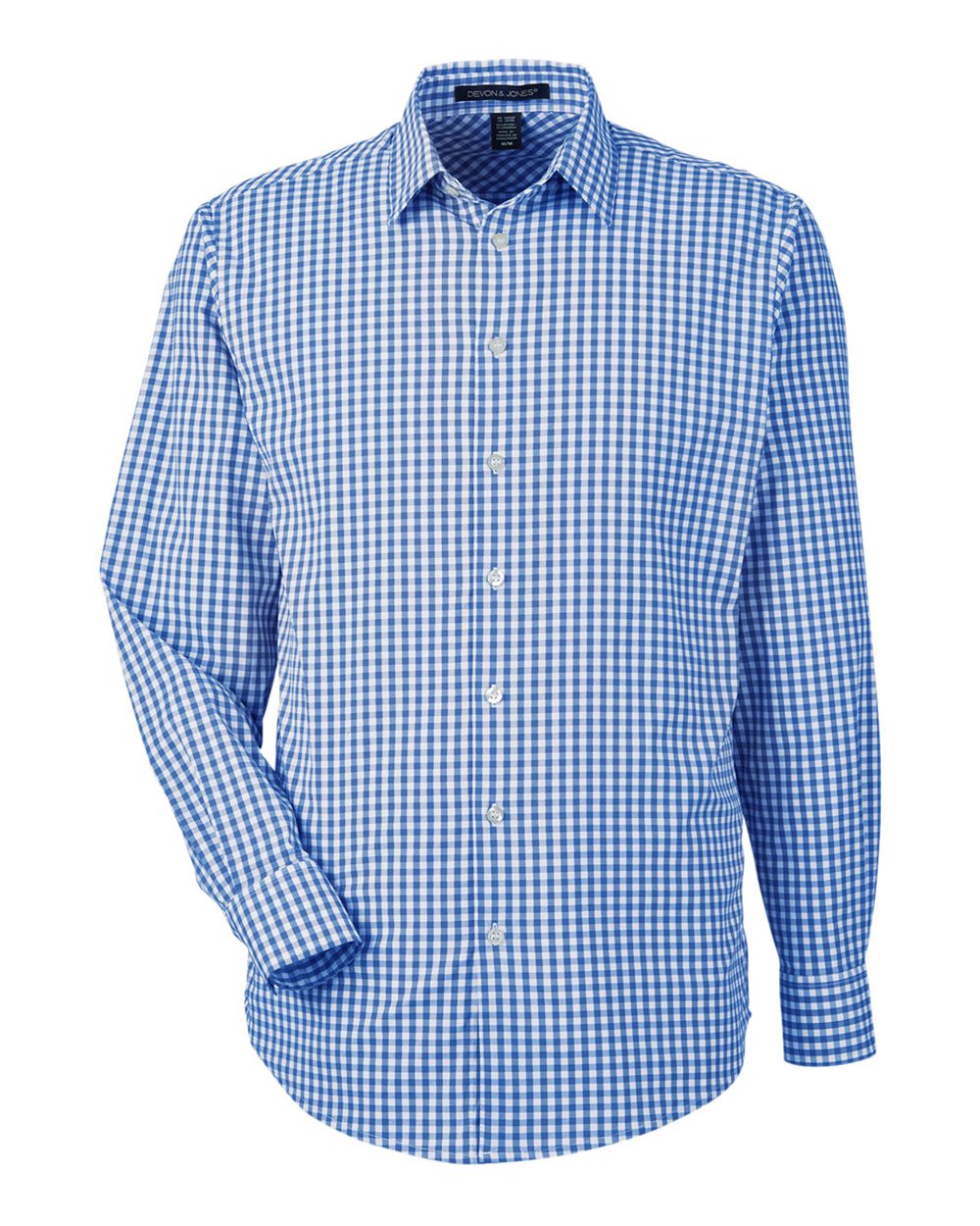 Devon & Jones Men's CrownLux Performance® Gingham Dress Shirt - DG536 French Blue- White