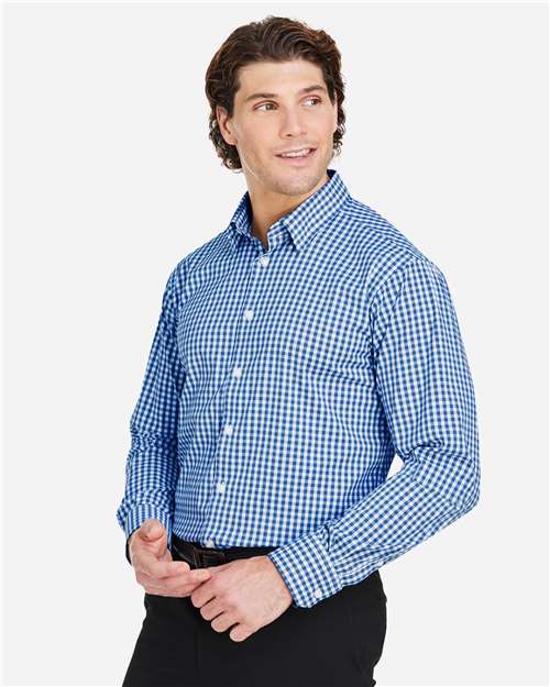 Devon & Jones Men's CrownLux Performance® Gingham Dress Shirt - DG536 French Blue- White