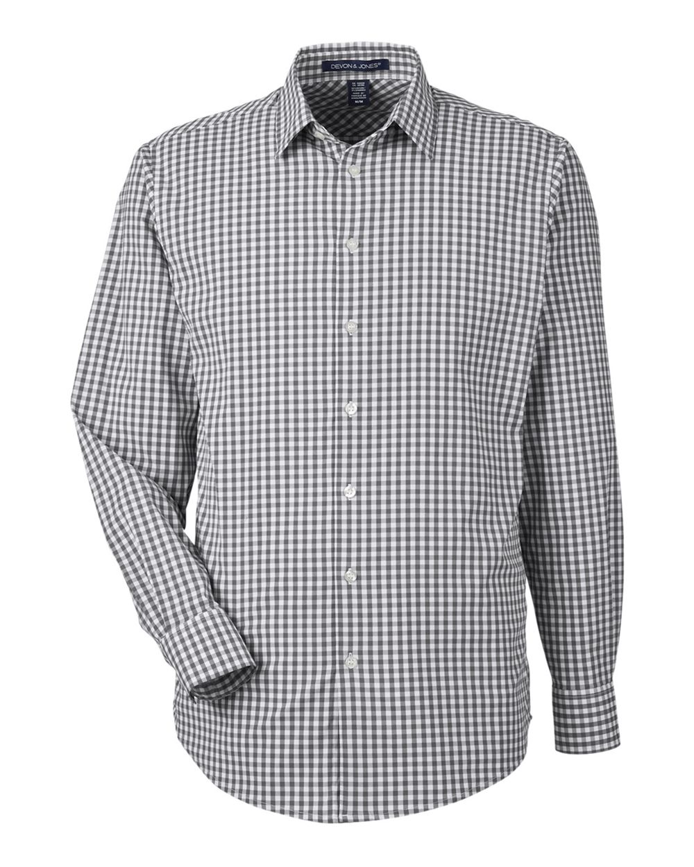 Devon & Jones Men's CrownLux Performance® Gingham Dress Shirt - DG536 Graphite- White