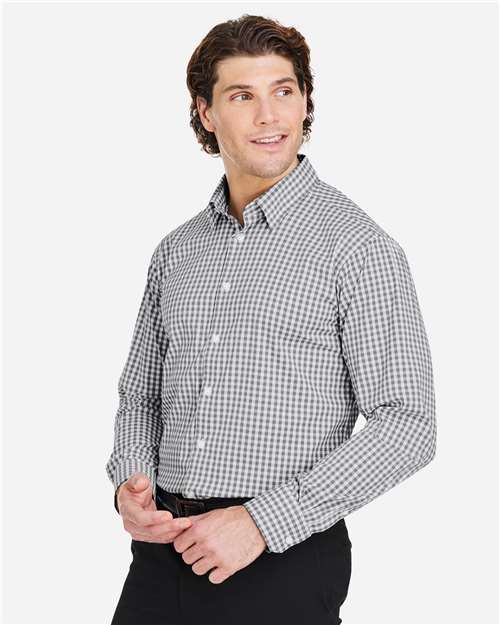 Devon & Jones Men's CrownLux Performance® Gingham Dress Shirt - DG536 Graphite- White