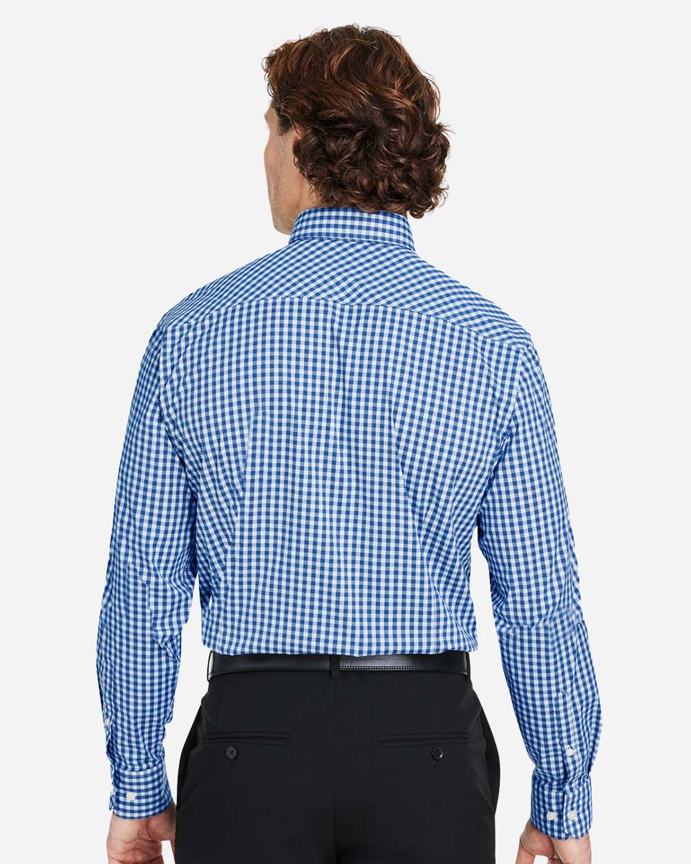 Devon & Jones Men's CrownLux Performance® Gingham Dress Shirt - DG536 French Blue- White