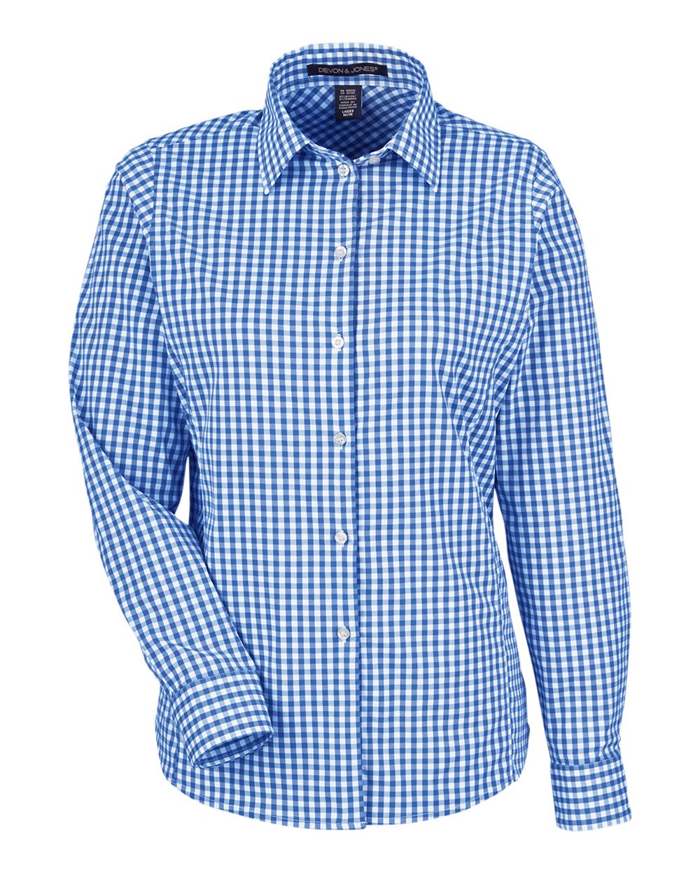 Devon & Jones Women's CrownLux Performance® Gingham Dress Shirt - DG536W French Blue- White