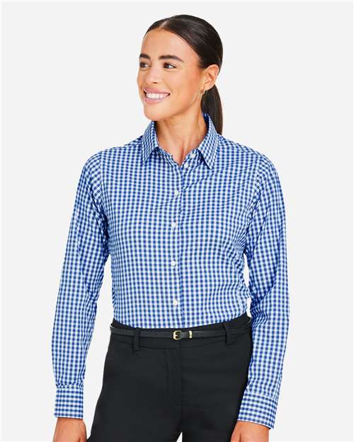 Devon & Jones Women's CrownLux Performance® Gingham Dress Shirt - DG536W French Blue- White
