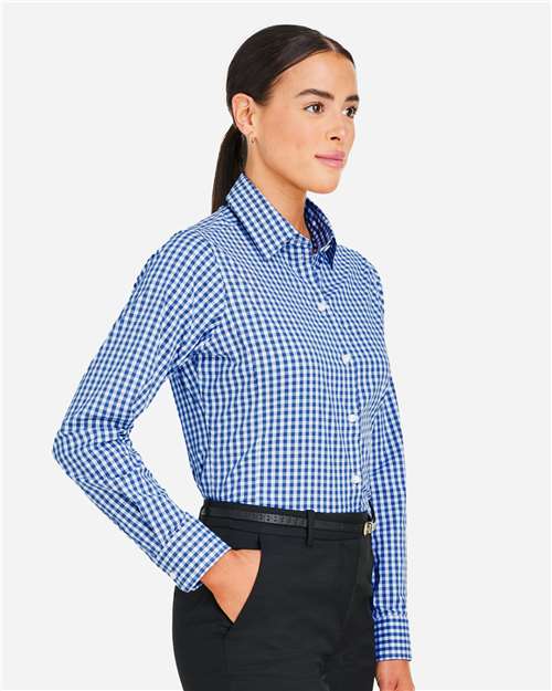 Devon & Jones Women's CrownLux Performance® Gingham Dress Shirt - DG536W French Blue- White