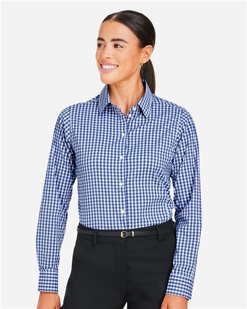 Devon & Jones Women's CrownLux Performance® Gingham Dress Shirt - DG536W Navy- White