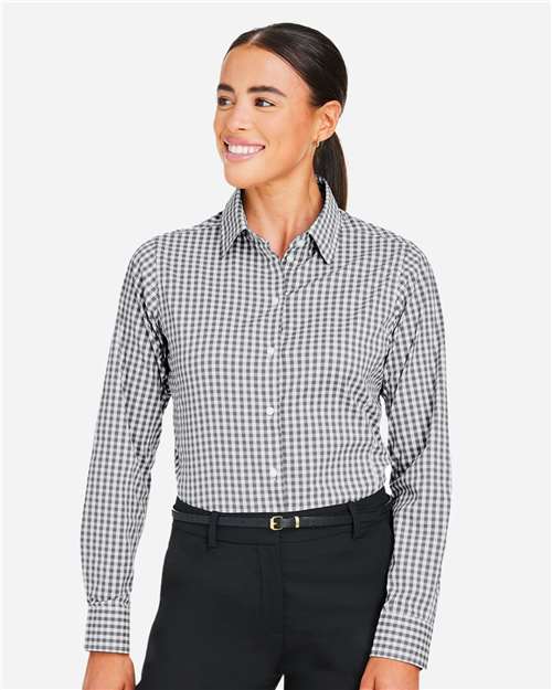 Devon & Jones Women's CrownLux Performance® Gingham Dress Shirt - DG536W Graphite- White