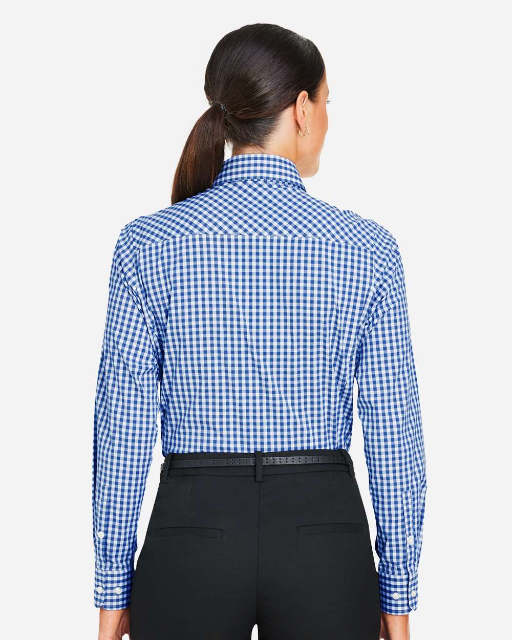 Devon & Jones Women's CrownLux Performance® Gingham Dress Shirt - DG536W French Blue- White