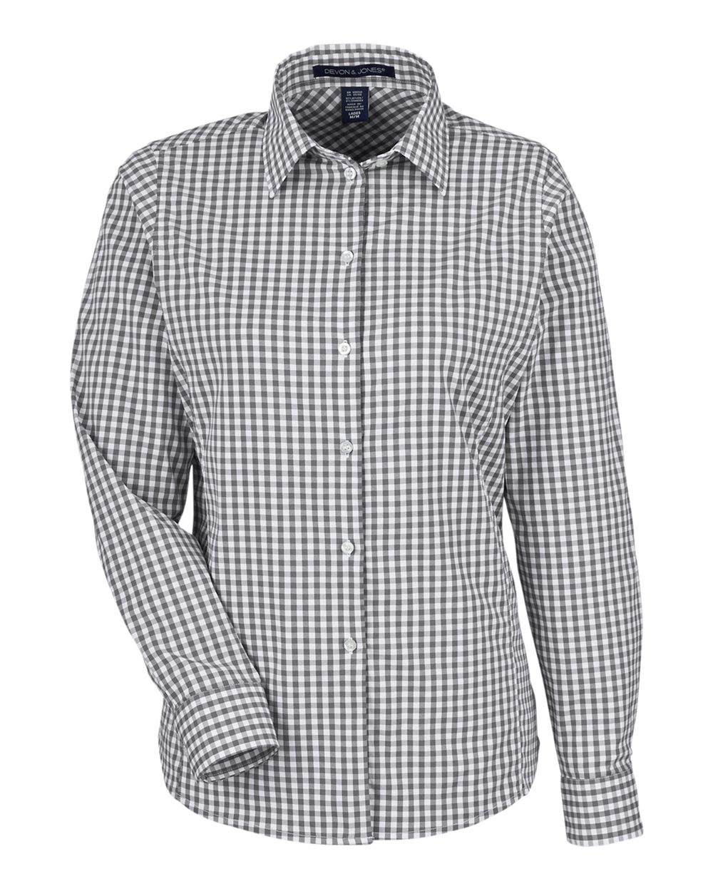 Devon & Jones Women's CrownLux Performance® Gingham Dress Shirt - DG536W Graphite- White
