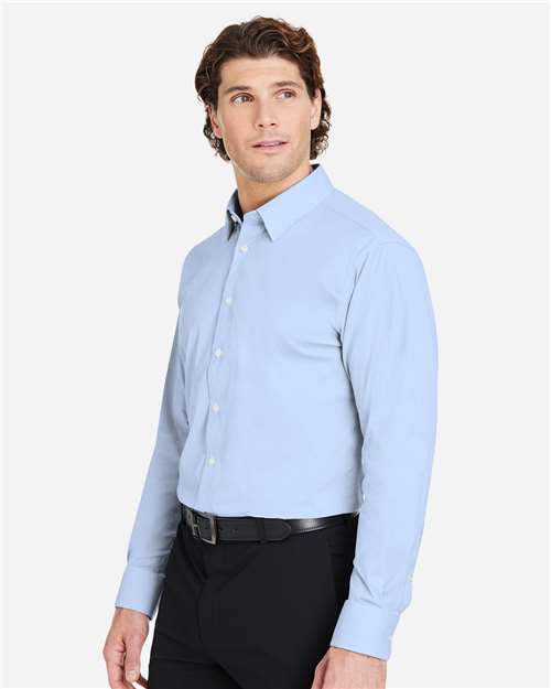 Devon & Jones Men's CrownLux Performance® Microstripe Dress Shirt - DG537 French Blue- White