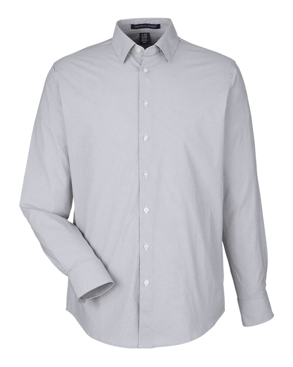 Devon & Jones Men's CrownLux Performance® Microstripe Dress Shirt - DG537 Graphite- White