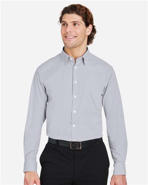 Devon & Jones Men's CrownLux Performance® Microstripe Dress Shirt - DG537 Graphite- White