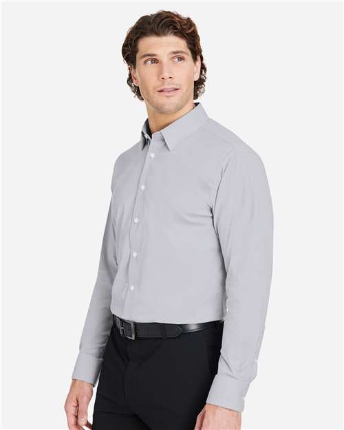Devon & Jones Men's CrownLux Performance® Microstripe Dress Shirt - DG537 Graphite- White