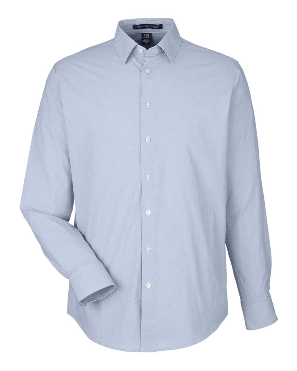 Devon & Jones Men's CrownLux Performance® Microstripe Dress Shirt - DG537 Navy- White