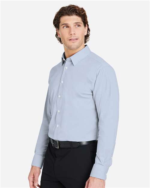Devon & Jones Men's CrownLux Performance® Microstripe Dress Shirt - DG537 Navy- White