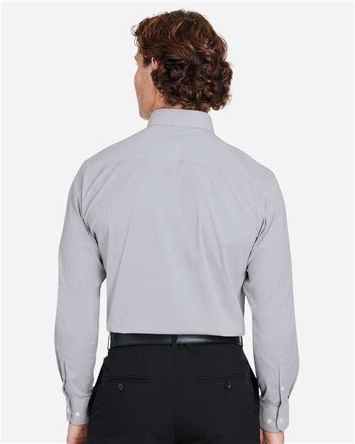 Devon & Jones Men's CrownLux Performance® Microstripe Dress Shirt - DG537 Graphite- White