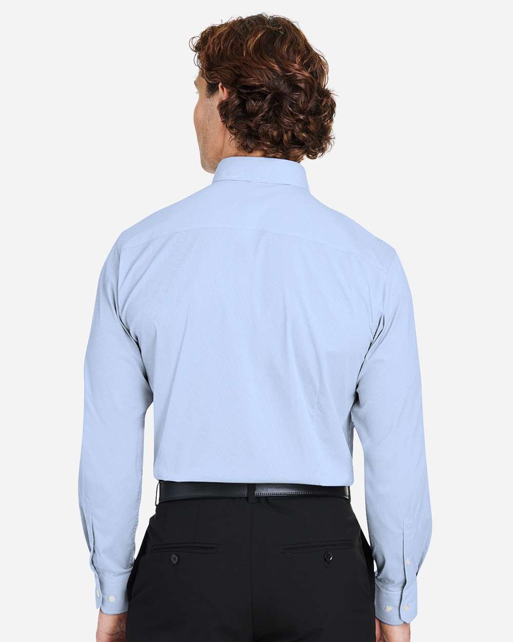 Devon & Jones Men's CrownLux Performance® Microstripe Dress Shirt - DG537 French Blue- White