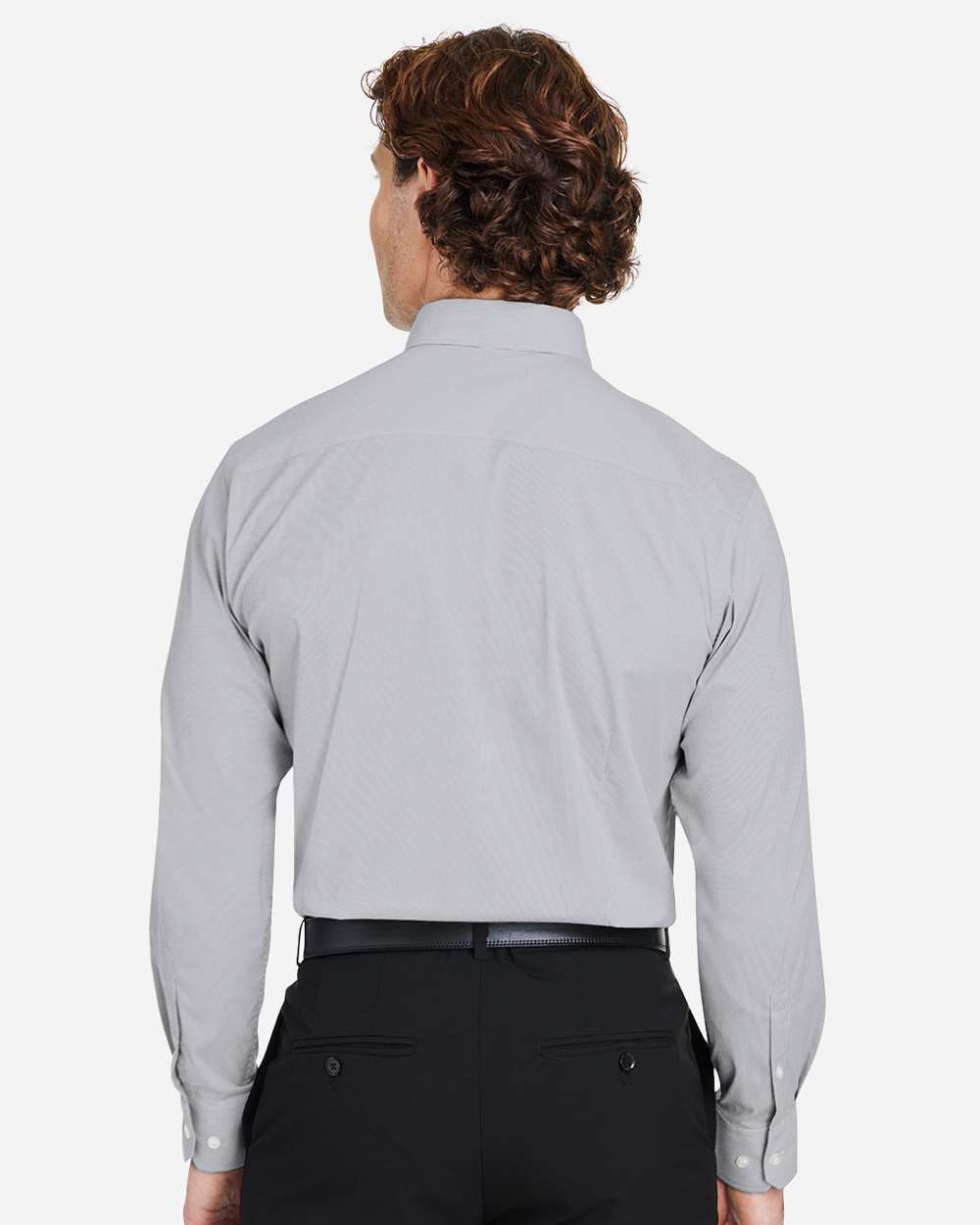 Devon & Jones Men's CrownLux Performance® Microstripe Dress Shirt - DG537 Graphite- White