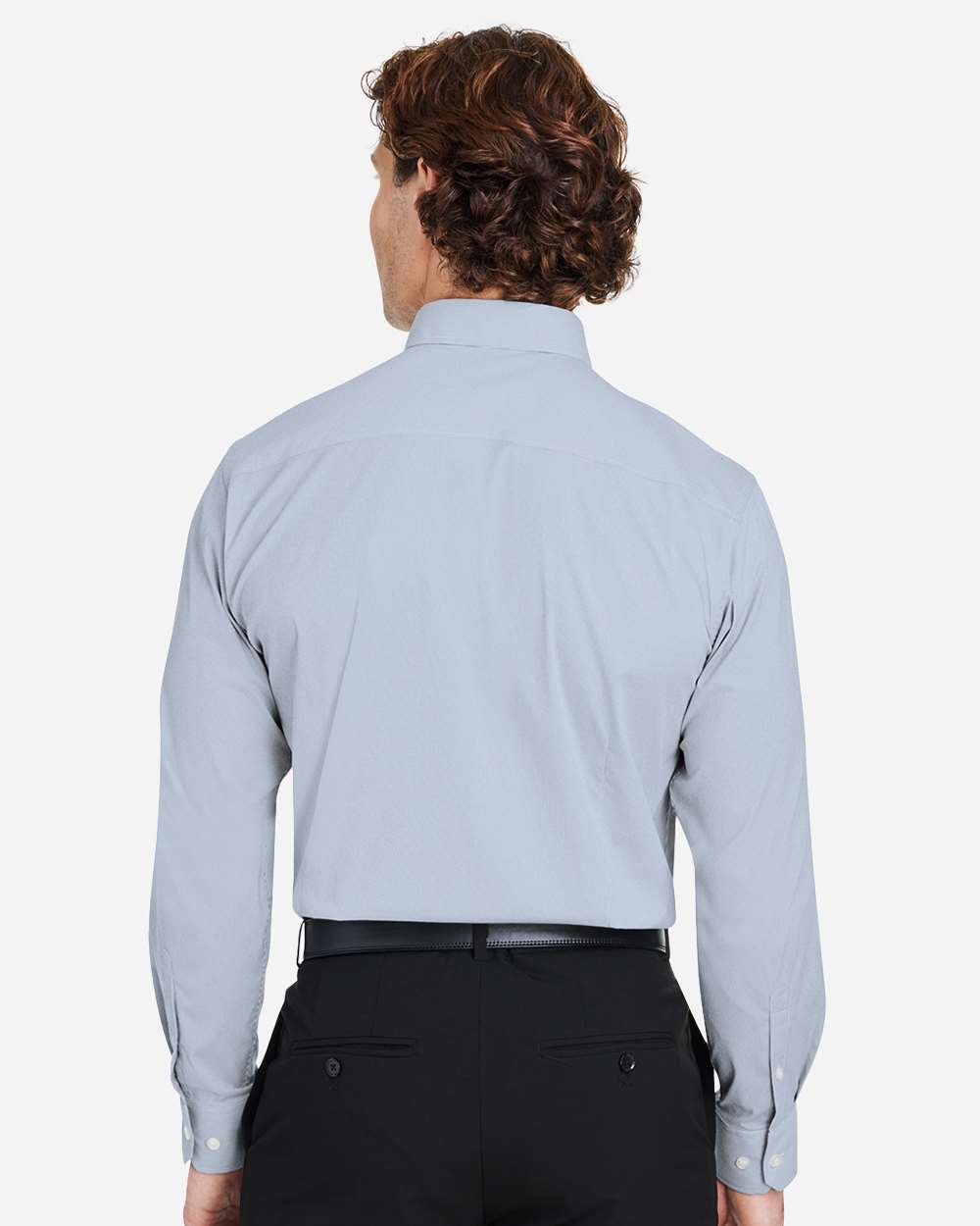 Devon & Jones Men's CrownLux Performance® Microstripe Dress Shirt - DG537 Navy- White
