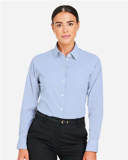 Devon & Jones Women's CrownLux Performance® Microstripe Dress Shirt - DG537W French Blue- White