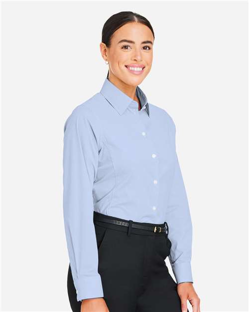 Devon & Jones Women's CrownLux Performance® Microstripe Dress Shirt - DG537W French Blue- White
