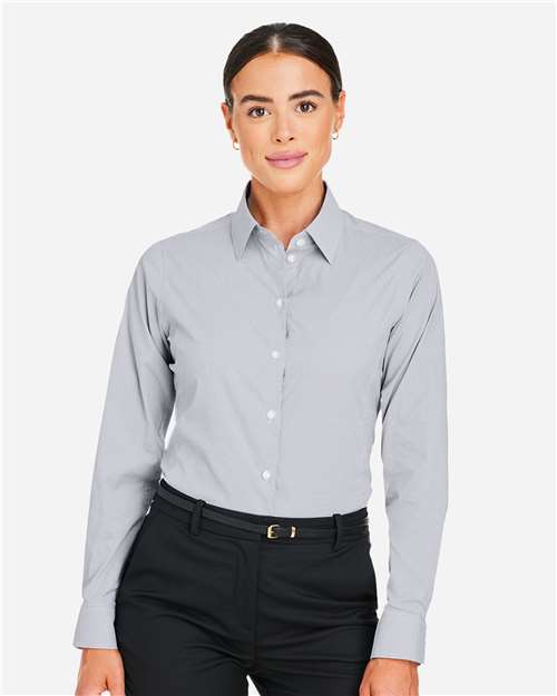 Devon & Jones Women's CrownLux Performance® Microstripe Dress Shirt - DG537W Graphite- White