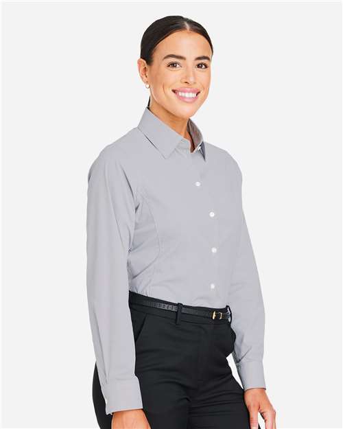 Devon & Jones Women's CrownLux Performance® Microstripe Dress Shirt - DG537W Graphite- White