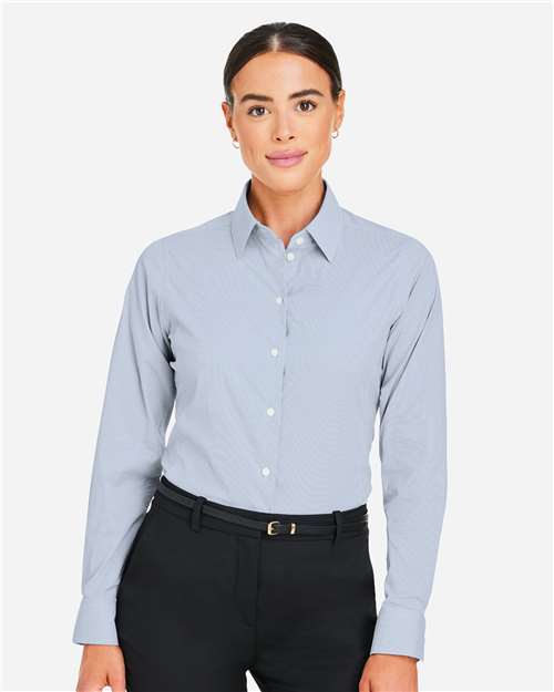 Devon & Jones Women's CrownLux Performance® Microstripe Dress Shirt - DG537W Navy- White
