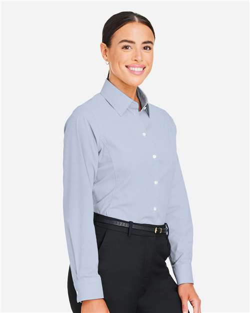Devon & Jones Women's CrownLux Performance® Microstripe Dress Shirt - DG537W Navy- White