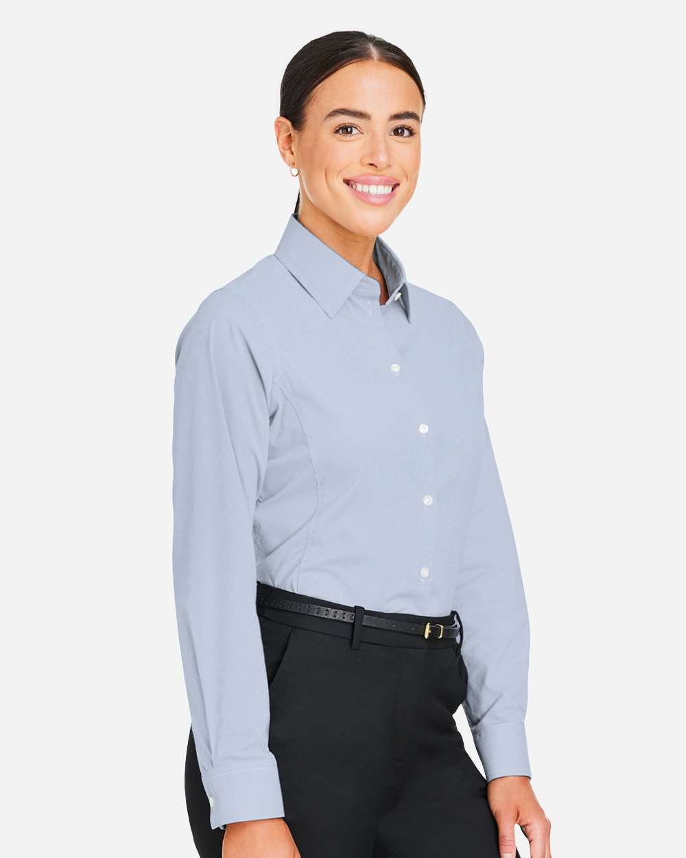 Devon & Jones Women's CrownLux Performance® Microstripe Dress Shirt - DG537W Navy- White