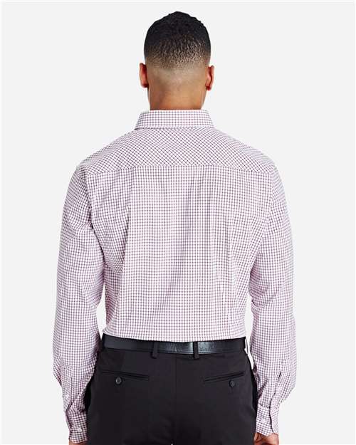 Devon & Jones Men's CrownLux Performance® Micro Windowpane Woven Dress Shirt - DG540 Burgundy- White