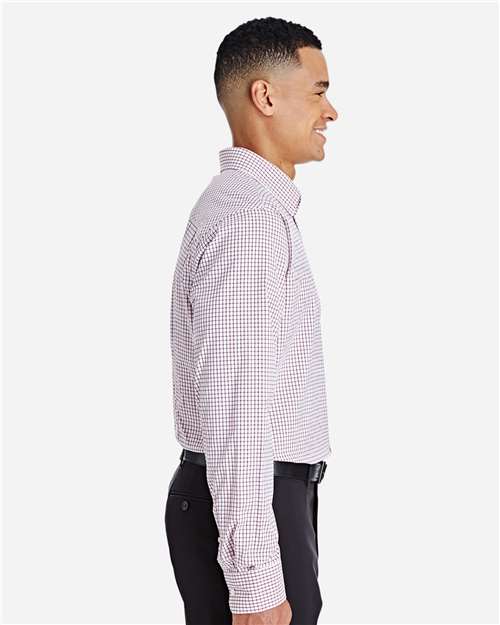 Devon & Jones Men's CrownLux Performance® Micro Windowpane Woven Dress Shirt - DG540 Burgundy- White