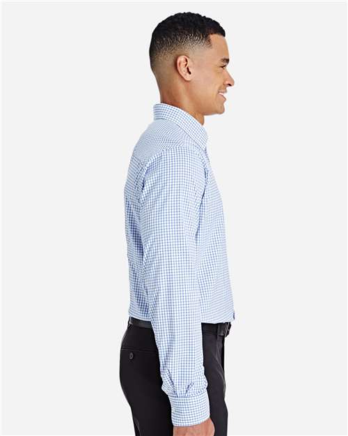 Devon & Jones Men's CrownLux Performance® Micro Windowpane Woven Dress Shirt - DG540 French Blue- White