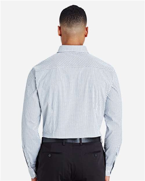 Devon & Jones Men's CrownLux Performance® Micro Windowpane Woven Dress Shirt - DG540 Navy- White