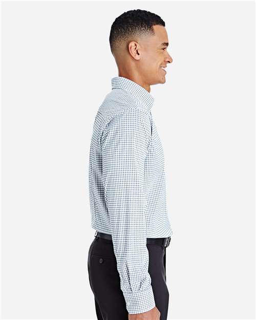 Devon & Jones Men's CrownLux Performance® Micro Windowpane Woven Dress Shirt - DG540 Navy- White