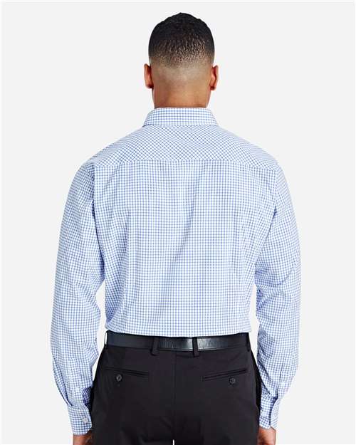 Devon & Jones Men's CrownLux Performance® Micro Windowpane Woven Dress Shirt - DG540 French Blue- White