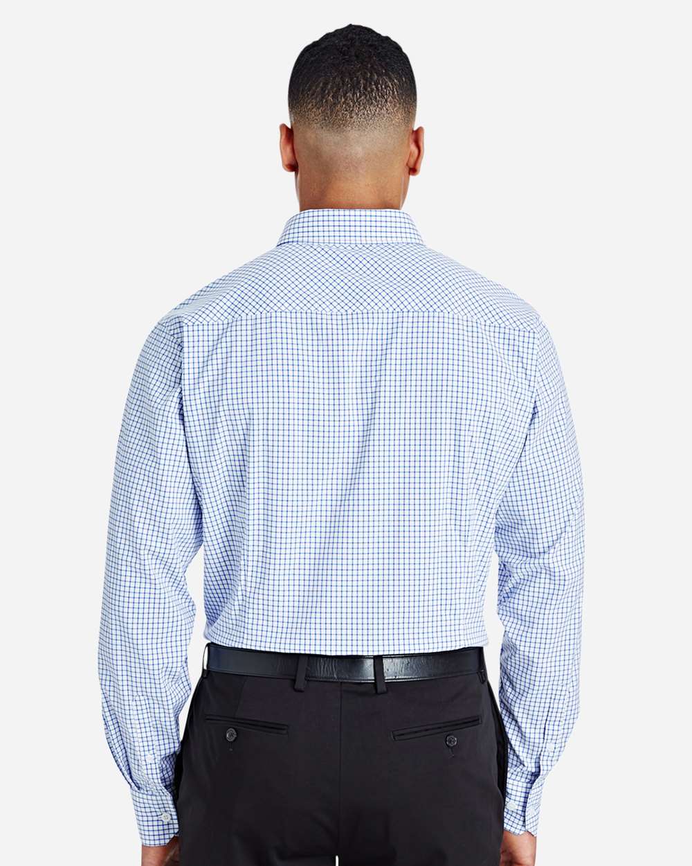 Devon & Jones Men's CrownLux Performance® Micro Windowpane Woven Dress Shirt - DG540 French Blue- White
