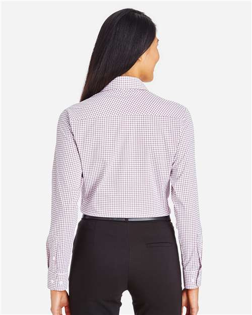 Devon & Jones Women's CrownLux Performance® Micro Windowpane Woven Dress Shirt - DG540W Burgundy- White
