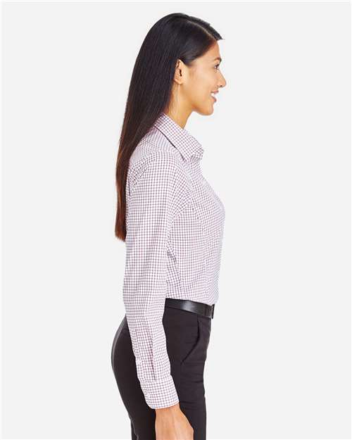 Devon & Jones Women's CrownLux Performance® Micro Windowpane Woven Dress Shirt - DG540W Burgundy- White