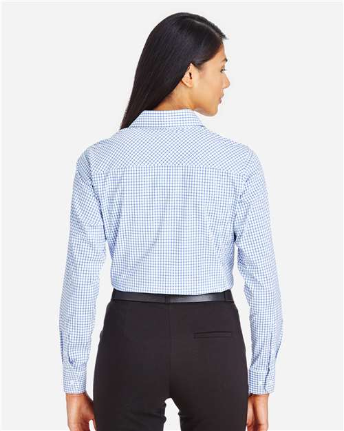Devon & Jones Women's CrownLux Performance® Micro Windowpane Woven Dress Shirt - DG540W French Blue- White