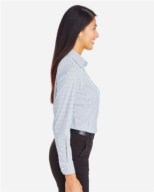 Devon & Jones Women's CrownLux Performance® Micro Windowpane Woven Dress Shirt - DG540W Navy- White