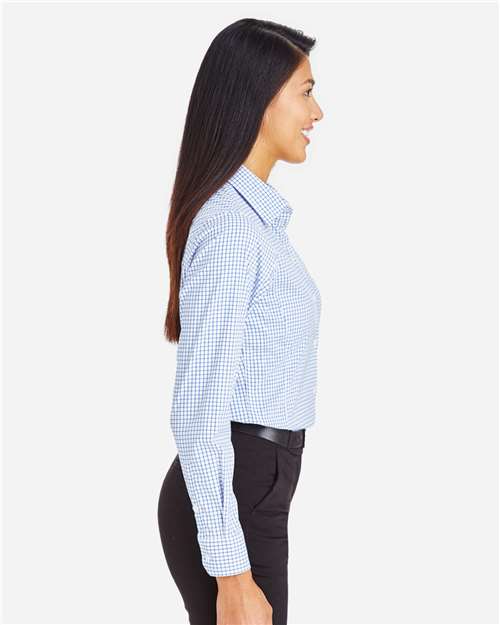 Devon & Jones Women's CrownLux Performance® Micro Windowpane Woven Dress Shirt - DG540W French Blue- White