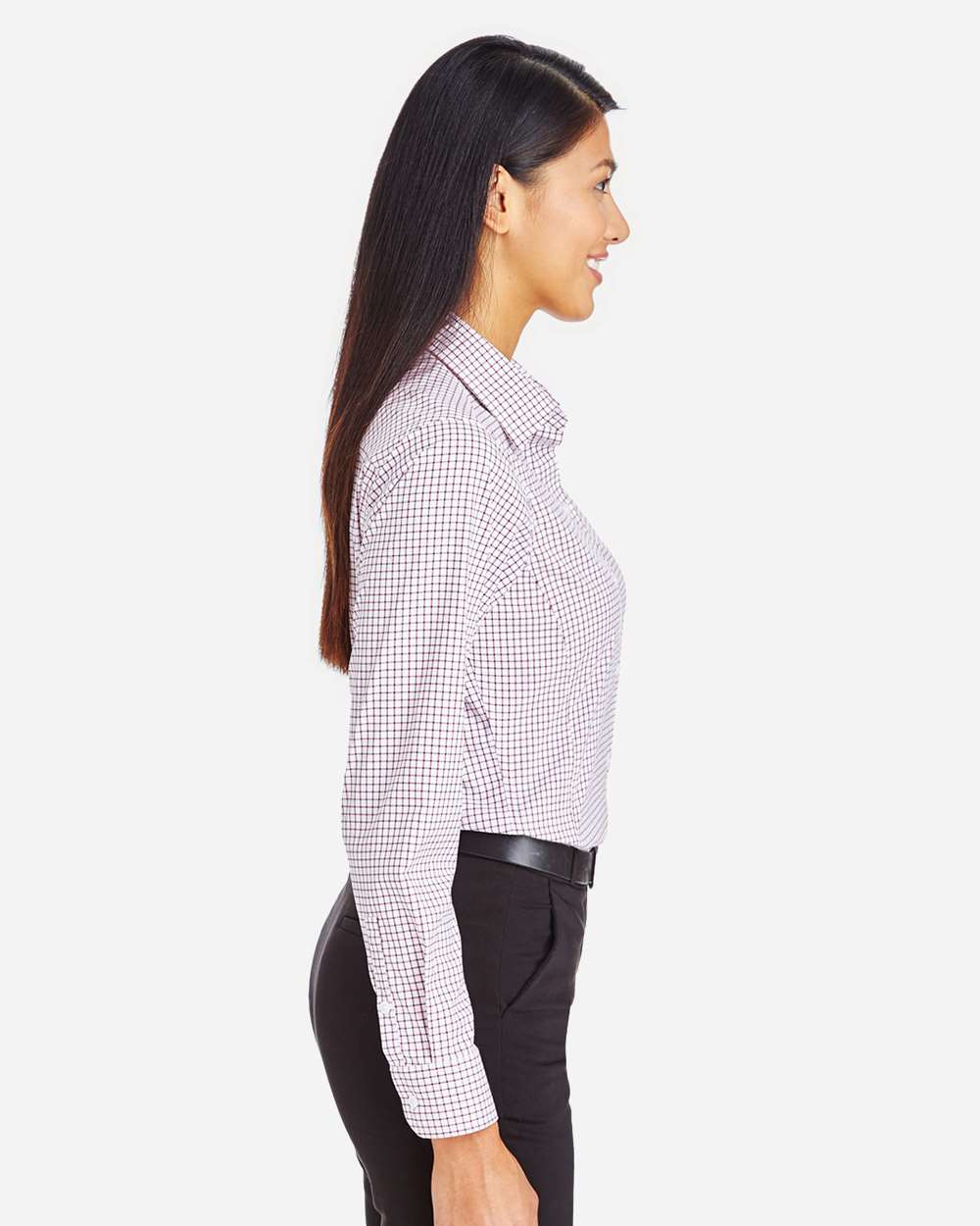 Devon & Jones Women's CrownLux Performance® Micro Windowpane Woven Dress Shirt - DG540W Burgundy- White