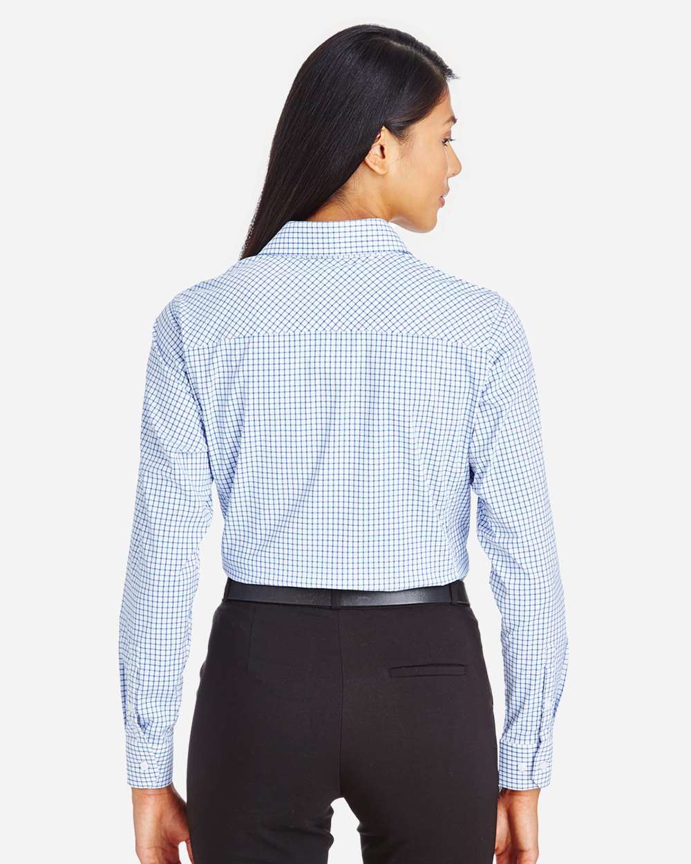 Devon & Jones Women's CrownLux Performance® Micro Windowpane Woven Dress Shirt - DG540W French Blue- White