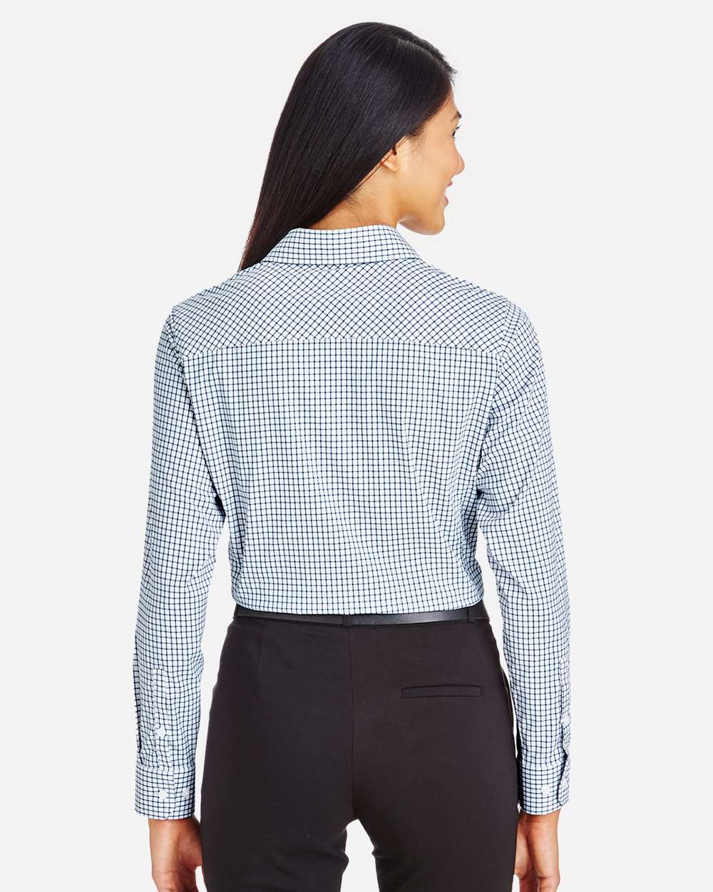 Devon & Jones Women's CrownLux Performance® Micro Windowpane Woven Dress Shirt - DG540W Navy- White