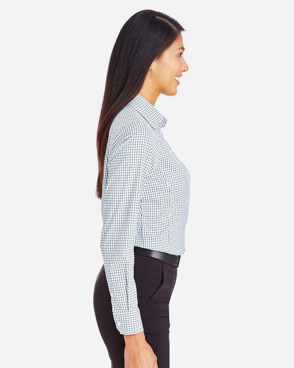 Devon & Jones Women's CrownLux Performance® Micro Windowpane Woven Dress Shirt - DG540W Navy- White