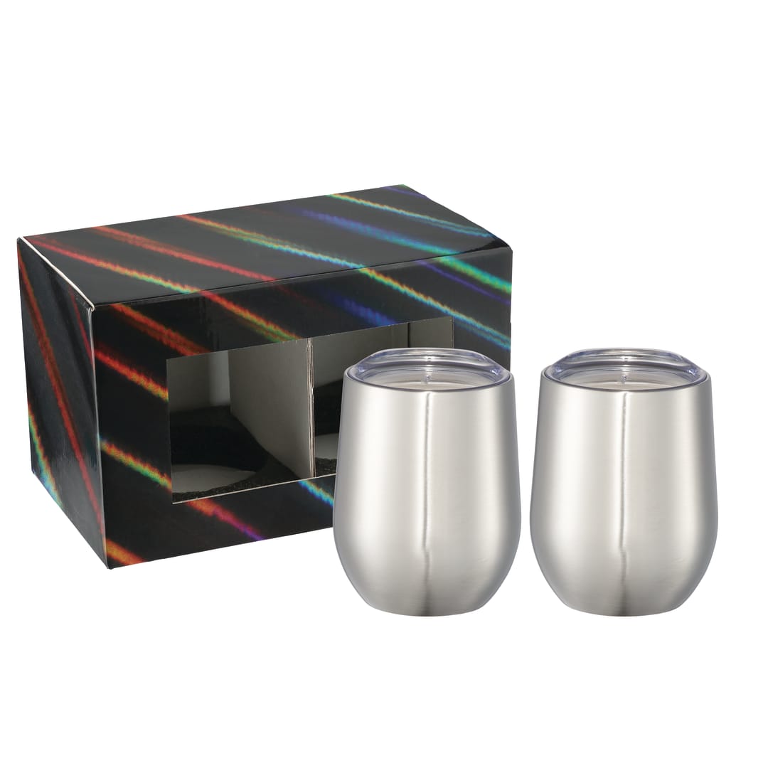 Corzo Cup 12oz 2 in 1 Gift Set - 1626-97 Silver