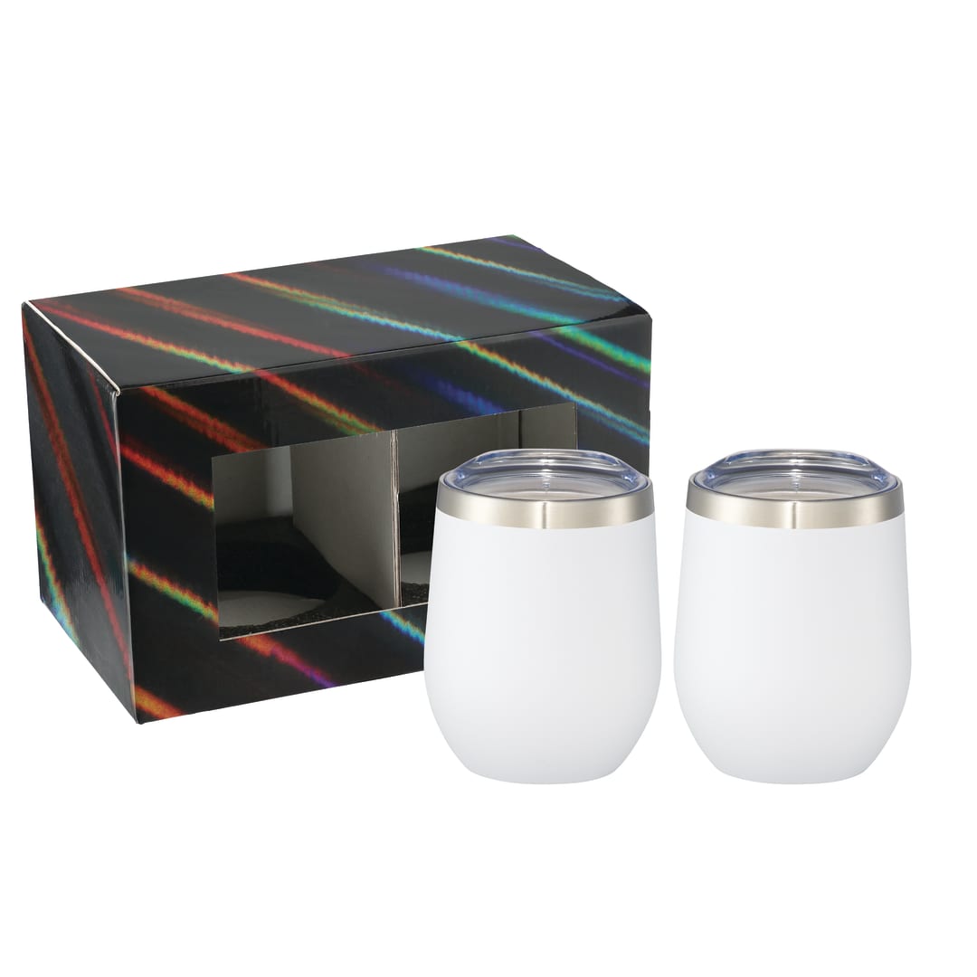 Corzo Cup 12oz 2 in 1 Gift Set - 1626-97 White
