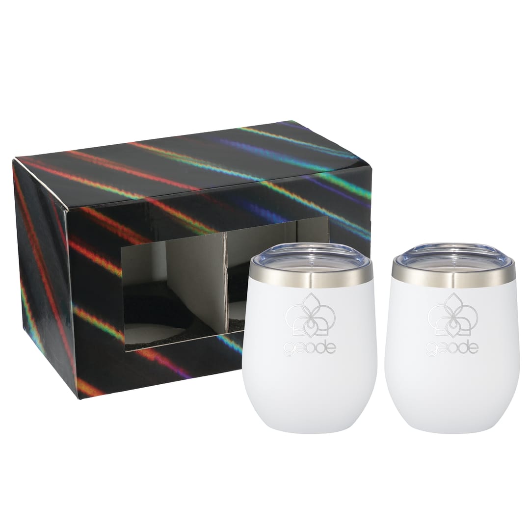 Corzo Cup 12oz 2 in 1 Gift Set - 1626-97 White