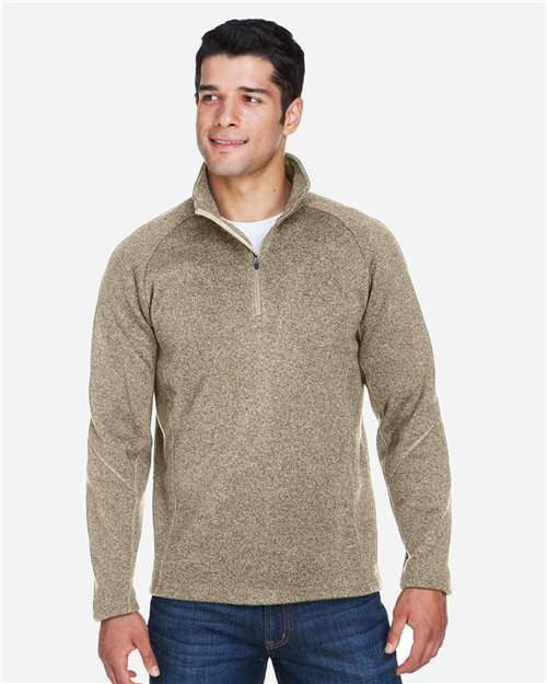 Devon & Jones Unisex Bristol Sweater Fleece Quarter-Zip Pullover - DG792 Khaki Heather