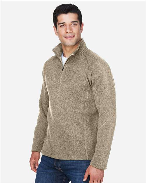 Devon & Jones Unisex Bristol Sweater Fleece Quarter-Zip Pullover - DG792 Khaki Heather